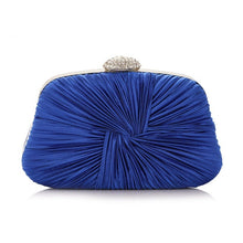 Load image into Gallery viewer, Women Pleated Evening  Blue Crystal Dressed Clutch Bags Wedding Party Chain Purse