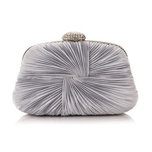 Load image into Gallery viewer, Women Pleated Evening  Blue Crystal Dressed Clutch Bags Wedding Party Chain Purse