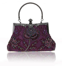 Load image into Gallery viewer, Purple Chinese Women&#39;s Beaded Sequined Clutch handbag