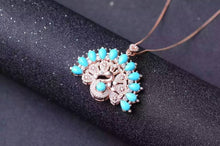 Load image into Gallery viewer, natural turquoise stone pendant S925 silver Natural gemstone Pendant Necklace trendy Peacock open screen women girl gift jewelry