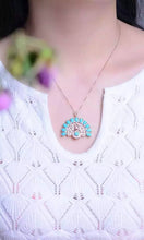 Load image into Gallery viewer, natural turquoise stone pendant S925 silver Natural gemstone Pendant Necklace trendy Peacock open screen women girl gift jewelry