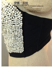 Load image into Gallery viewer, sexy High-end Hand-made Pearls Jewel Diamond Bralet Women&#39;s Bustier Bra Cropped Top Vest Plus Size AW011