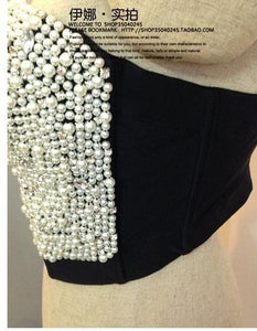 sexy High-end Hand-made Pearls Jewel Diamond Bralet Women's Bustier Bra Cropped Top Vest Plus Size AW011