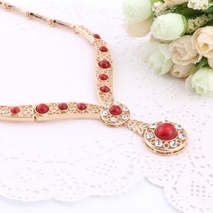 African Beads Gold Color Nigerian Wedding  Jewelry Sets.