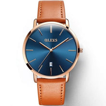 Load image into Gallery viewer, OLEVS Mens Leather strap Watches Top Brand Luxury Military Sport  Wrist watch Men  Smart Calendar Automatic Watches Male Clock