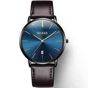 OLEVS Mens Leather strap Watches Top Brand Luxury Military Sport  Wrist watch Men  Smart Calendar Automatic Watches Male Clock