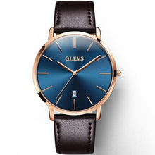 Load image into Gallery viewer, OLEVS Mens Leather strap Watches Top Brand Luxury Military Sport  Wrist watch Men  Smart Calendar Automatic Watches Male Clock