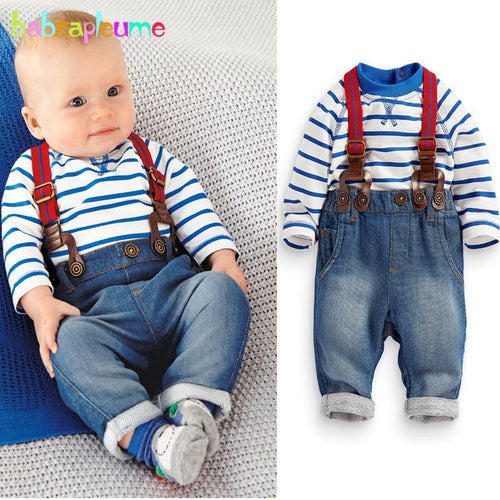 2PCS/0-18Months/Spring Autumn Newborn Outfit Clothing Sets Casual Infant Sweatshirt T-shirt+Jeans Baby Suits Boys Clothes BC1208