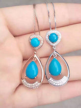 Load image into Gallery viewer, natural green turquoise stone pendant S925 silver Natural Gemstone Pendant Necklace Fashion Long water droplets women jewelry