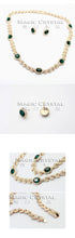 Load image into Gallery viewer, MOONROCY  Rose Gold Color Cubic Zirconia Green Austrian Crystal Bride Necklace Earring