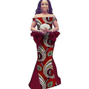 African Dress Dashiki Bazin Riche Dress Casual Summer Sleeveless Maxi Dress Print Dashiki Fabric Women African Clothing WY1566