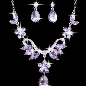 Stunning Big Carat Round Crystal Necklace and Earrings Luxury Bridal