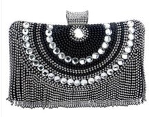 Load image into Gallery viewer, Rhinestones Tassel Clutch Diamonds Beaded Metal Evening Bags