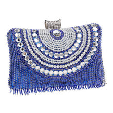 Load image into Gallery viewer, Rhinestones Tassel Clutch Diamonds Beaded Metal Evening Bags