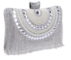 Rhinestones Tassel Clutch Diamonds Beaded Metal Evening Bags