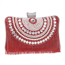 Load image into Gallery viewer, Rhinestones Tassel Clutch Diamonds Beaded Metal Evening Bags