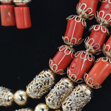 Load image into Gallery viewer, Luxurious African Orange Coral Beads Jewel Gold Accessories