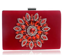 Load image into Gallery viewer, SEKUSA Flower Rhinestones Women Handbags Red Black Purple Gold Chain