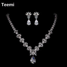 Load image into Gallery viewer, LUOTEEMI Style Arrive Fashion Pear Shape Crystal Zircon Wedding Jewelry Sets for Brides Luxury Bridal Necklace and Earrings Sets