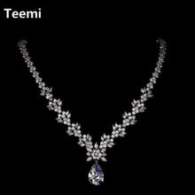 Load image into Gallery viewer, LUOTEEMI Style Arrive Fashion Pear Shape Crystal Zircon Wedding Jewelry Sets for Brides Luxury Bridal Necklace and Earrings Sets