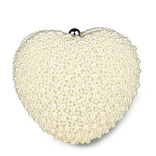 Load image into Gallery viewer, Luxy moon Pearl Evening Purse Women White Heart Hand Bag Bridal Wedding Dinner Party Purse Ladies.