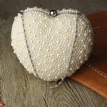 Load image into Gallery viewer, Luxy moon Pearl Evening Purse Women White Heart Hand Bag Bridal Wedding Dinner Party Purse Ladies.