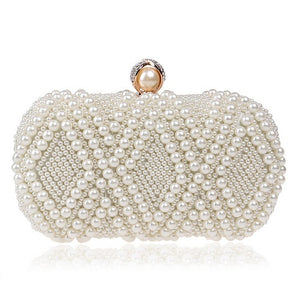 Egg Beaded Women Evening Bags Rhinestones Pearl Day Clutch Chain Shoulder