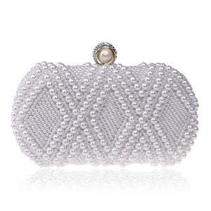 Egg Beaded Women Evening Bags Rhinestones Pearl Day Clutch Chain Shoulder