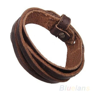 Bluelans Unisex Multi thong braided thin Leather Bracelet wristband Jewelry.