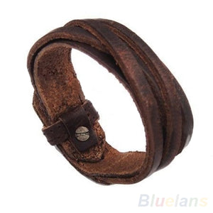 Bluelans Unisex Multi thong braided thin Leather Bracelet wristband Jewelry.