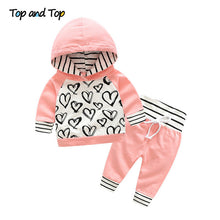 Load image into Gallery viewer, Infant Newborn Baby Girl Clothes Hooded Sweatshirt Striped Pants 2pcs