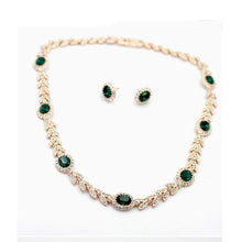 Load image into Gallery viewer, MOONROCY  Rose Gold Color Cubic Zirconia Green Austrian Crystal Bride Necklace Earring