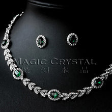 Load image into Gallery viewer, MOONROCY  Rose Gold Color Cubic Zirconia Green Austrian Crystal Bride Necklace Earring