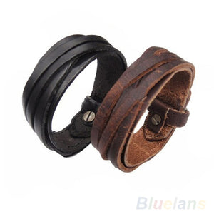 Bluelans Unisex Multi thong braided thin Leather Bracelet wristband Jewelry.