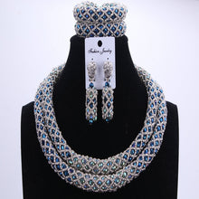 Load image into Gallery viewer, Silver Blue Dudo African Beads Jewelry Sets