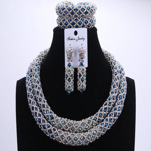 Silver Blue Dudo African Beads Jewelry Sets