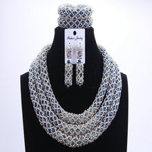 Load image into Gallery viewer, Silver Blue Dudo African Beads Jewelry Sets