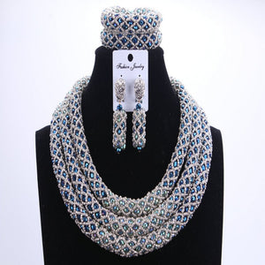 Silver Blue Dudo African Beads Jewelry Sets