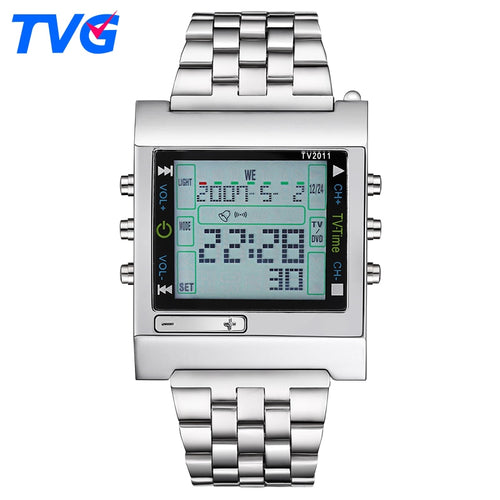 TVG Brand Men Sports Watches Military Quartz LED Digital Watch Men Waterproof Alarm Smart Remote Wrist Watch Relogio Masculino