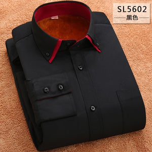 Winter Men's casual warm shirts Slim Fit Long Sleeve Thickening business shirts Men's High Quality striped blouse boys shirts