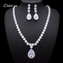 Load image into Gallery viewer, DOKOL Round &amp; Pear Cut Zircon Bridal Jewelry Sets Big AAA+ CZ Stone Elegant Wedding Necklace Earrings Sets for Women DKS0059