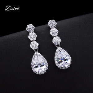 DOKOL Round & Pear Cut Zircon Bridal Jewelry Sets Big AAA+ CZ Stone Elegant Wedding Necklace Earrings Sets for Women DKS0059