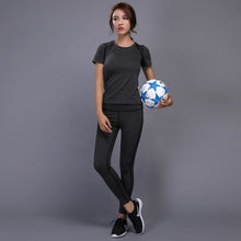 Load image into Gallery viewer, 2020 New Gymming Patchwork Tracksuit Crop Hooded Top Tanks And Leggings Sporting Skinny Clothing 2 Pieces Hollow Women Clothing