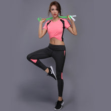 Load image into Gallery viewer, 2020 New Gymming Patchwork Tracksuit Crop Hooded Top Tanks And Leggings Sporting Skinny Clothing 2 Pieces Hollow Women Clothing