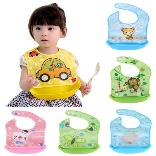 Cartoon Newborn Baby Bibs Silicone Waterproof  Baby Feeding Bib Boy Girl Bavoir Bib