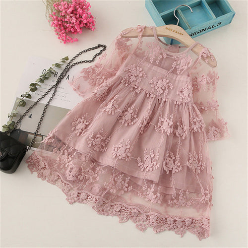 Summer Girl Clothes Kids Lace Flower Dress