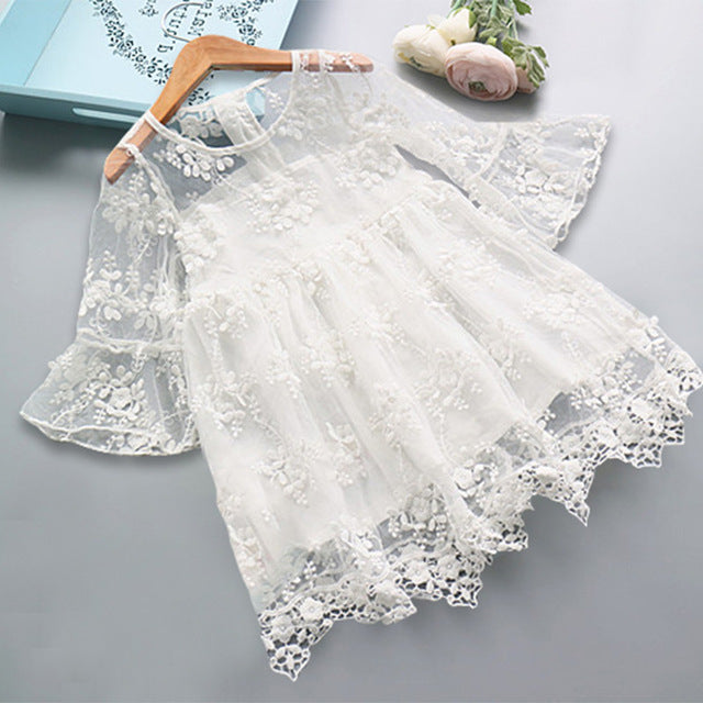 Summer Girl Clothes Kids Lace Flower Dress