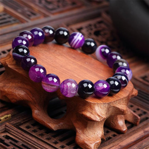 Meajoe Trendy Natural Stone Love Purple Bead Bracelet