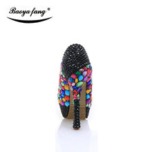 Load image into Gallery viewer, Luxury Black small crystal Wedding shoes 2017 New women shoes party shoes Bridal platform shoes big Multicolor women high heels