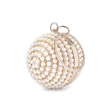 Load image into Gallery viewer, Luxury Women Pearl Beading Evening Bag Round Diamond Bridal Wedding Party